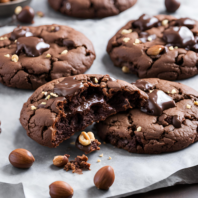 Nutella filled Chunky Cookies, Chocolate Hazelnut Cookies